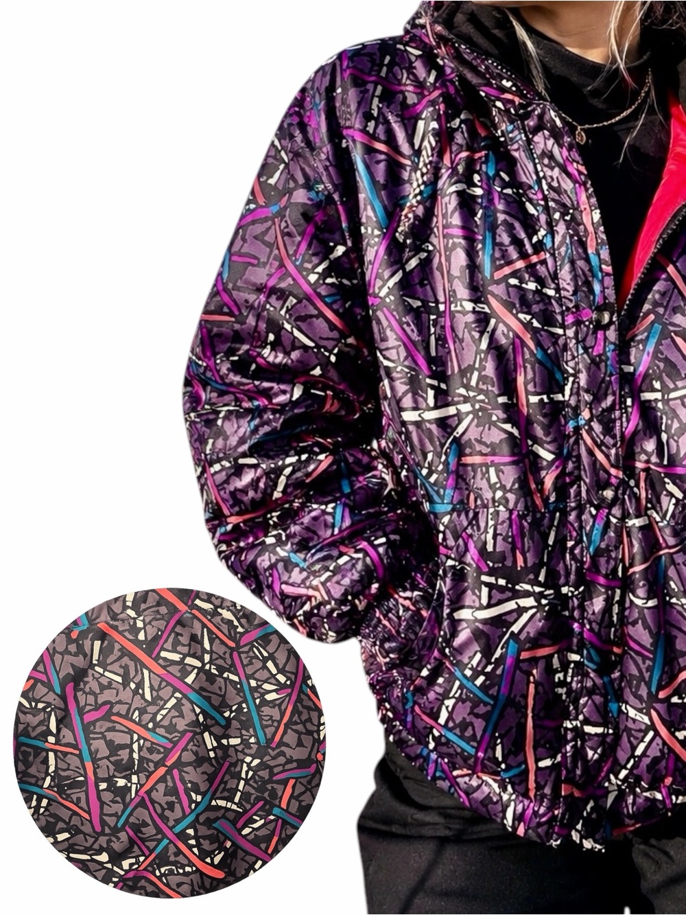 Vintage Roffe Skiwear 90s Geometric Ski Jacket Women’s M Hooded